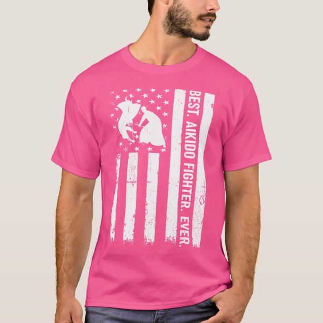 T-shirt Aikido Us Drapeau Aikido Fighter Meilleur Aikido F (Devant)