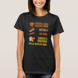 T-shirt Aile de poulet Hotdog Bologne Poulet Macaroni Alim