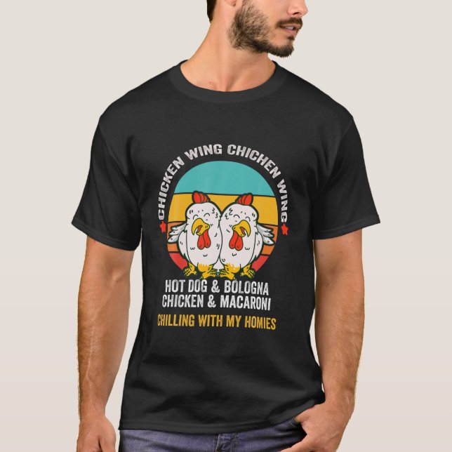 T-shirt Aile de poulet rétro, drôle Bologne Mac (Devant)