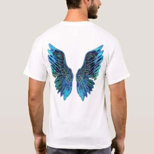 T-shirt Ailes Bleues Foncé Sur Le Dos