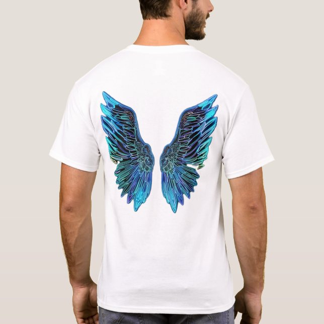 T-shirt Ailes Bleues Foncé Sur Le Dos (Dos)