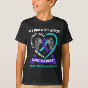 T-shirt Ailes Coeur Turquoise Purple ami Sensibilisation a