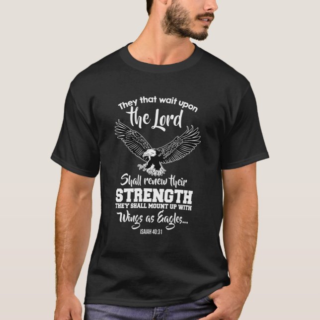 T-shirt Ailes Comme Eagles Isaïe 4031 Message chrétien (Devant)