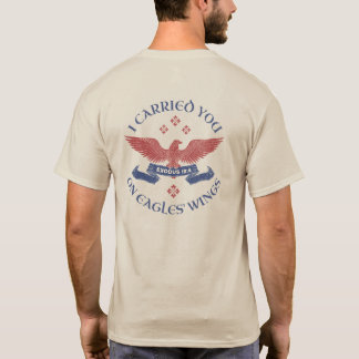 T-shirt Ailes d'aigle Écriture Exode 19:4 Rouge/Bleu