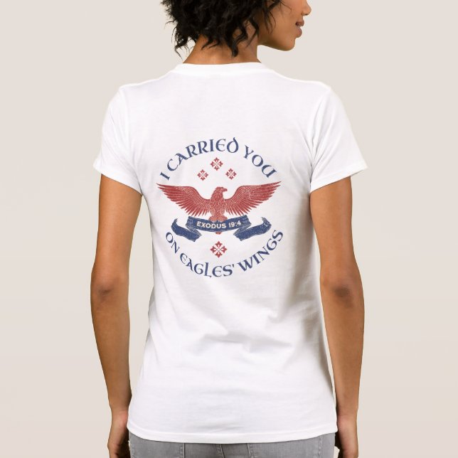 T-shirt Ailes d'aigle Écriture Exode 19:4 Rouge/Bleu (Dos)