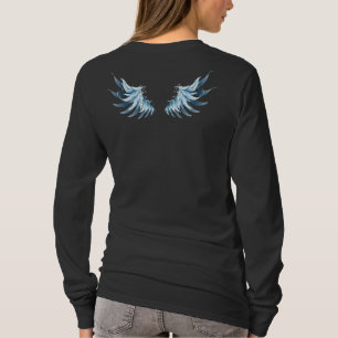 T-shirt Ailes d'ange bleues lumineuses sur fond noir
