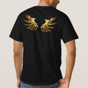 T-shirt Ailes d'Ange d'or sur arrière - plan noir