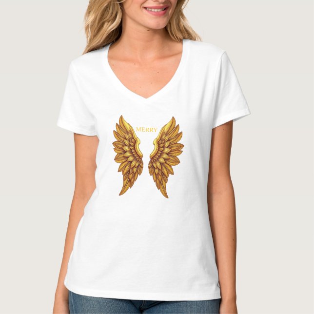 T-shirt Ailes d'ange dorées  Design (Devant)