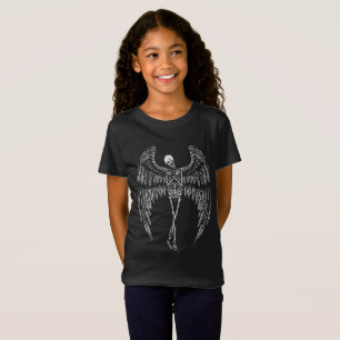 T-Shirt Ailes d'ange squelettiques en noir et blanc