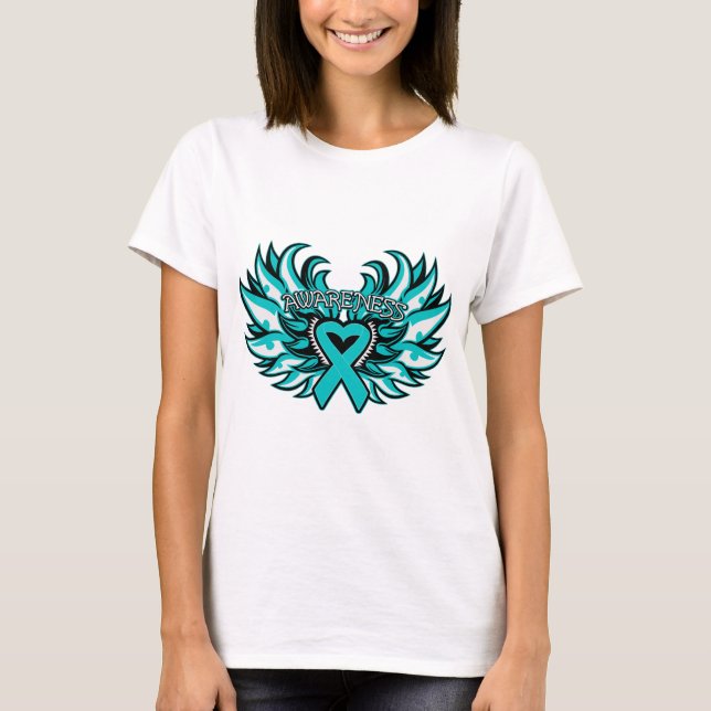 T-shirt Ailes de coeur de conscience de myasthénie gravis (Devant)
