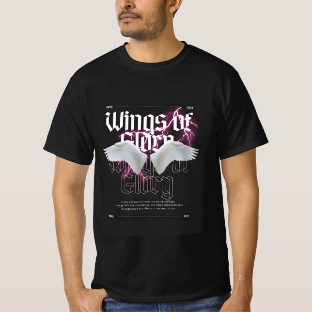 T-shirt Ailes de gloire - Neon Angel moderne ailes Typogra (Devant)