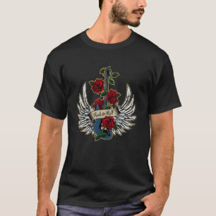 T-shirt Ailes de guitare roses en détresse Musique rock an