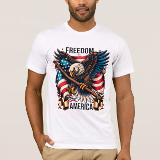 T-shirt Ailes de la liberté - American Bald Eagle and Flag