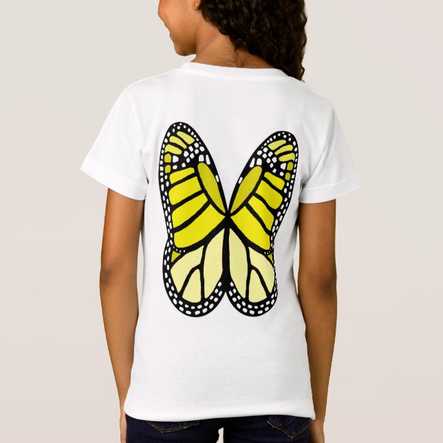 T-Shirt Ailes de papillon de monarque jaune (Dos)