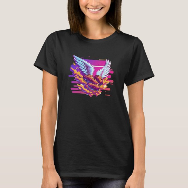 T-shirt Ailes de poulet Synthwave 80s Rétrowave Esthétique (Devant)