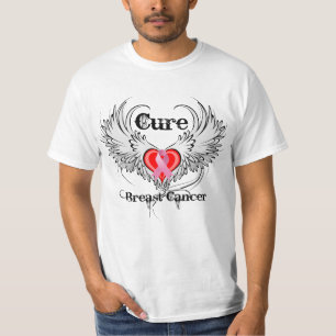 T-shirt Ailes de tatouage de coeur de cancer du sein de