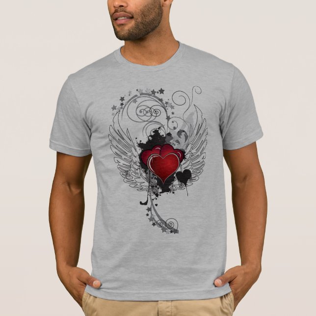 T-shirt Ailes grunges de coeurs (Devant)