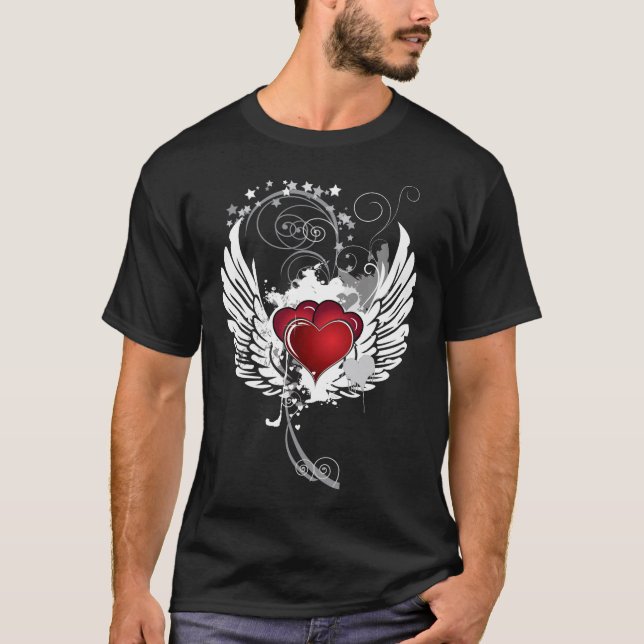 T-shirt Ailes grunges de coeurs (Devant)