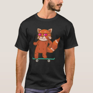 T-shirt Ailuridae sur skateboard ours chat bambou