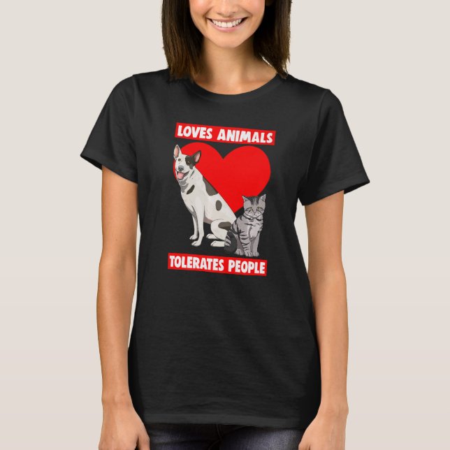 T-shirt Aime Animaux Tolère Personnes Animaux Animaux Anim (Devant)