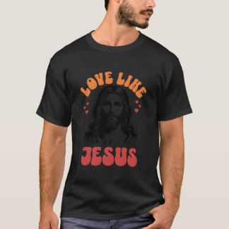 T-shirt Aime comme Jésus garçon style rétro 70
