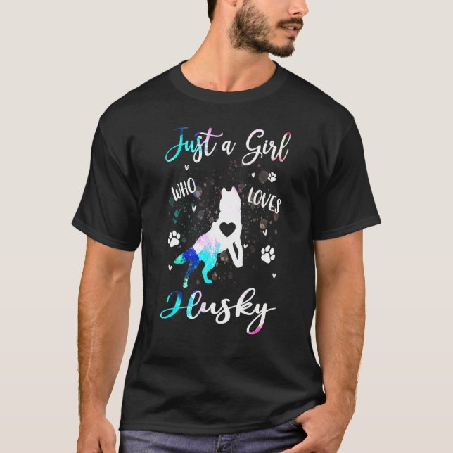 T-shirt Aime Husky Tie Dye Chien (Devant)