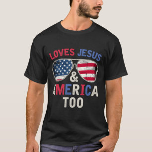 T-shirt Aime Jésus Et L'Amérique Trop Rétro Dieu Christian