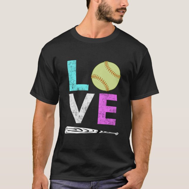 T-shirt Aime le softball le plus (Devant)