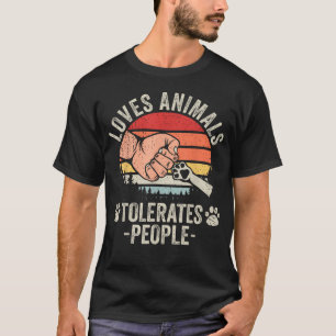 T-shirt Aime les Animaux Tolère les Gens Amoureux des Anim
