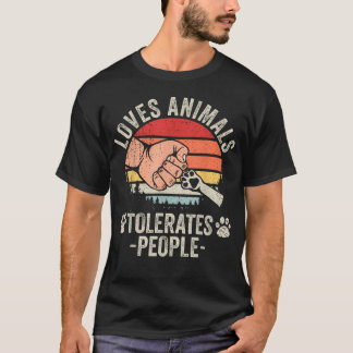 T-shirt Aime les Animaux Tolère les Gens Amoureux des Anim