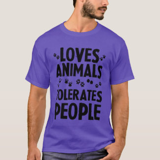 T-shirt Aime les animauxtolère les gens garçon rétro