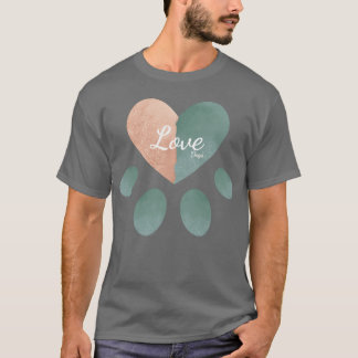 T-shirt Aime les chiens Cœur Chiens Patte Amour ami