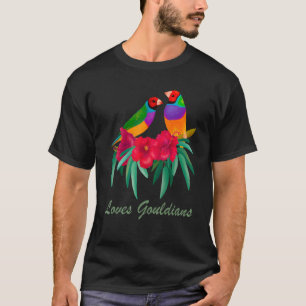 T-shirt Aime Les Gouldiens Colorful Aquarelle Oiseau