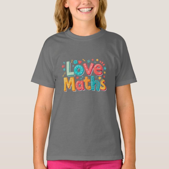 T-shirt Aime les maths - typographie amusante (Devant)