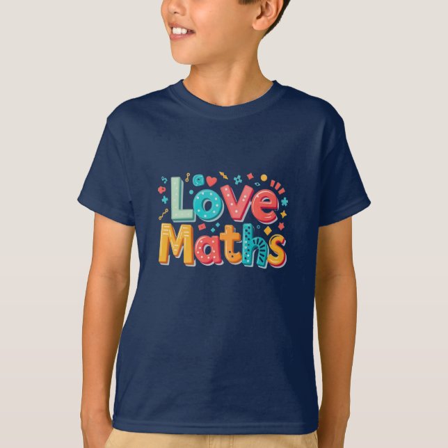 T-shirt Aime les maths - typographie amusante (Devant)