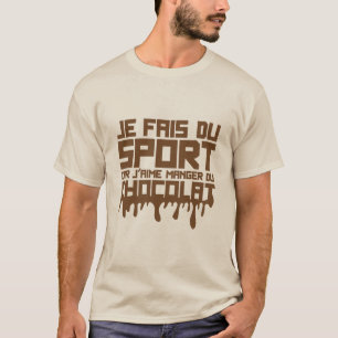 T-shirt aime manger chocolat citation sport humour