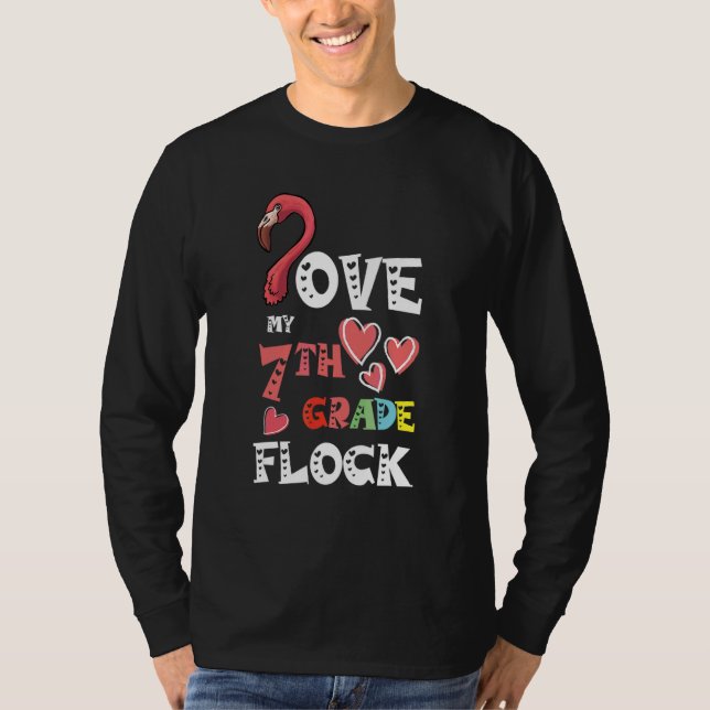 T-shirt Aime mon professeur de 7e année Flock Flamingo Ele (Devant)