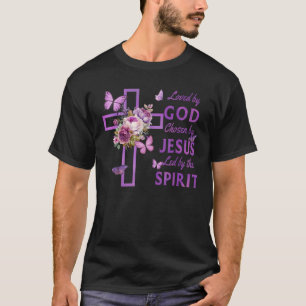 T-shirt Aimé Par Dieu Choisi Par Jésus Croix Violette Et B