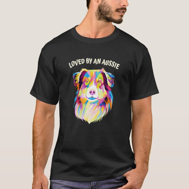 T-shirt Aimé par un animal Australian Shepherd Aussie (Devant)