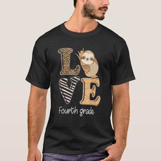 T-shirt Aimer 4e année Sloth 4e année Enseignant Retour à (Devant)