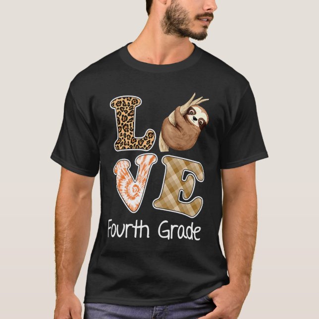 T-shirt Aimer 4e année Sloth 4e année Enseignant Retour à (Devant)