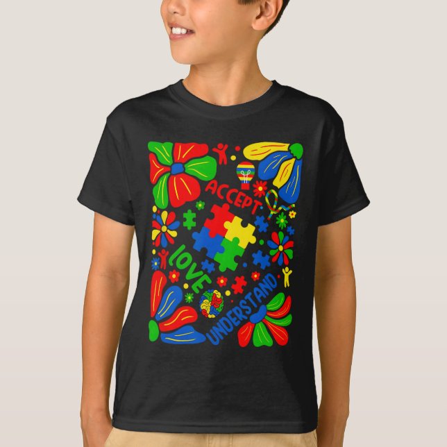 T-shirt Aimer Accepter Comprendre Autisme Boho Flower (Devant)