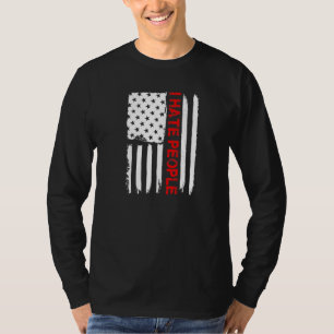 T-shirt Aimer Amérique Je déteste les gens Usa Drapeau Tee