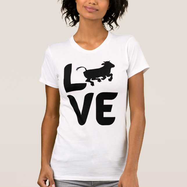 T-shirt Aimer avec la vache comme un O (Devant)
