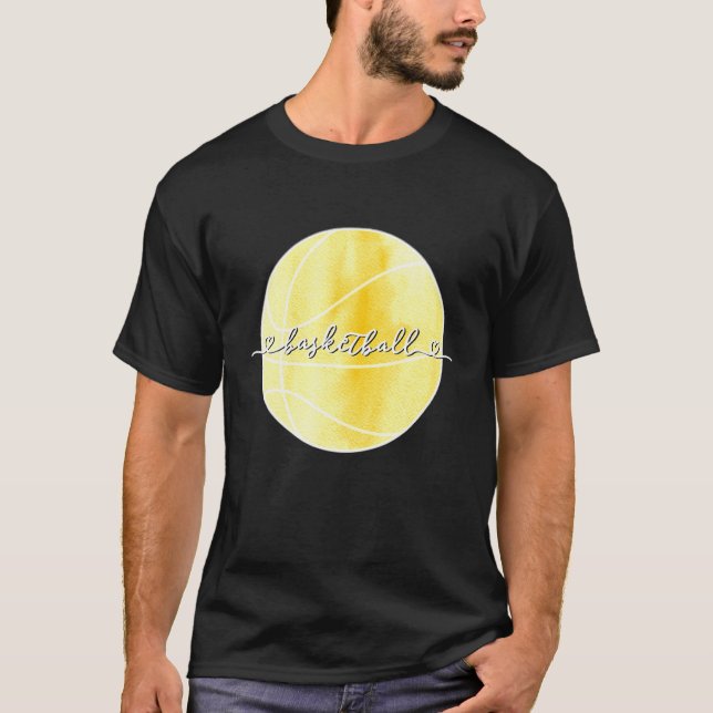 T-shirt Aimer Basketball Aquarelle Pastel Jaune (Devant)