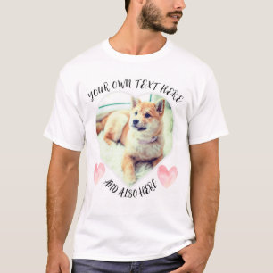 T-shirt Aimer chien photo forme coeur texte et coeur rose
