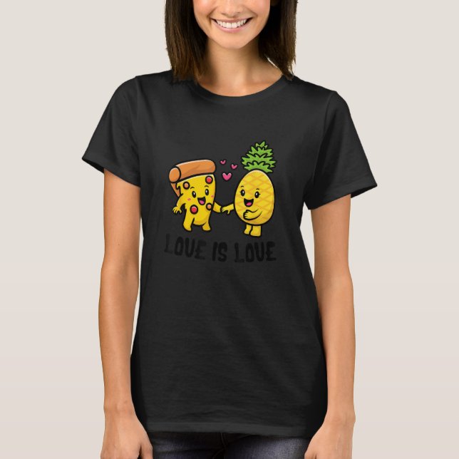 T-shirt Aimer Cute Pride Pizza d'ananas (Devant)