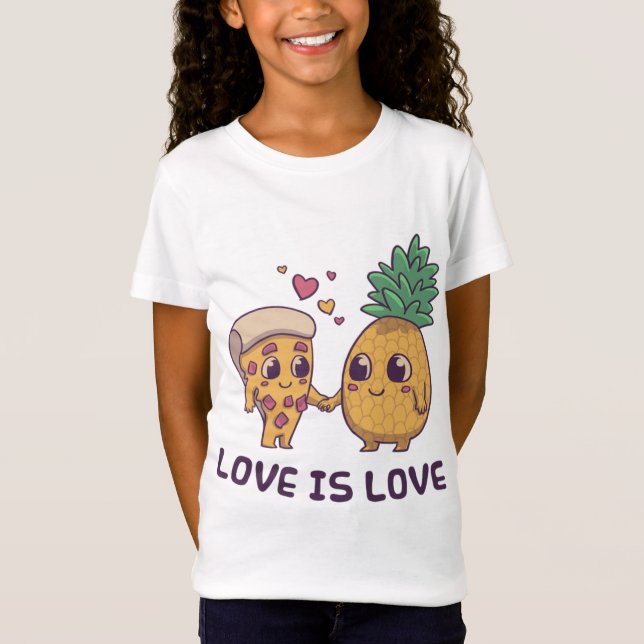 T-Shirt Aimer Cute Pride Pizza d'ananas (Devant)