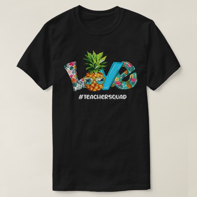 T-shirt Aimer Été Ananas Tropical Flower Teacher Squa (Design devant)