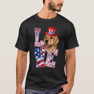 T-shirt Aimer Golden Retriever 4 juillet chien patriotique